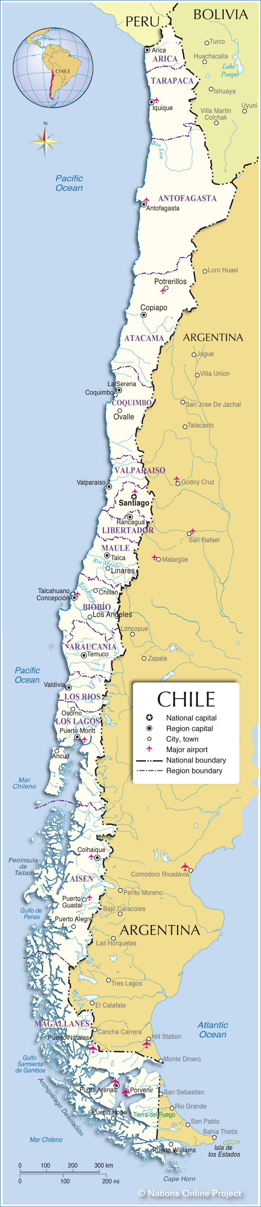 Chile Administrative Map 