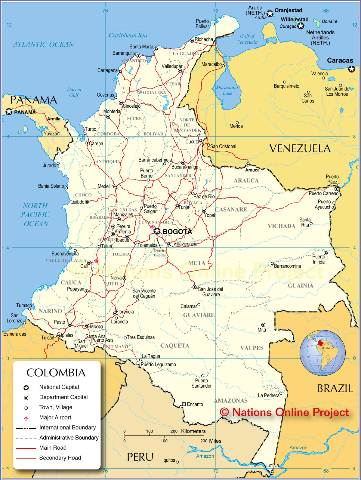 map of colombian cities Map Of Colombia Nations Online Project map of colombian cities