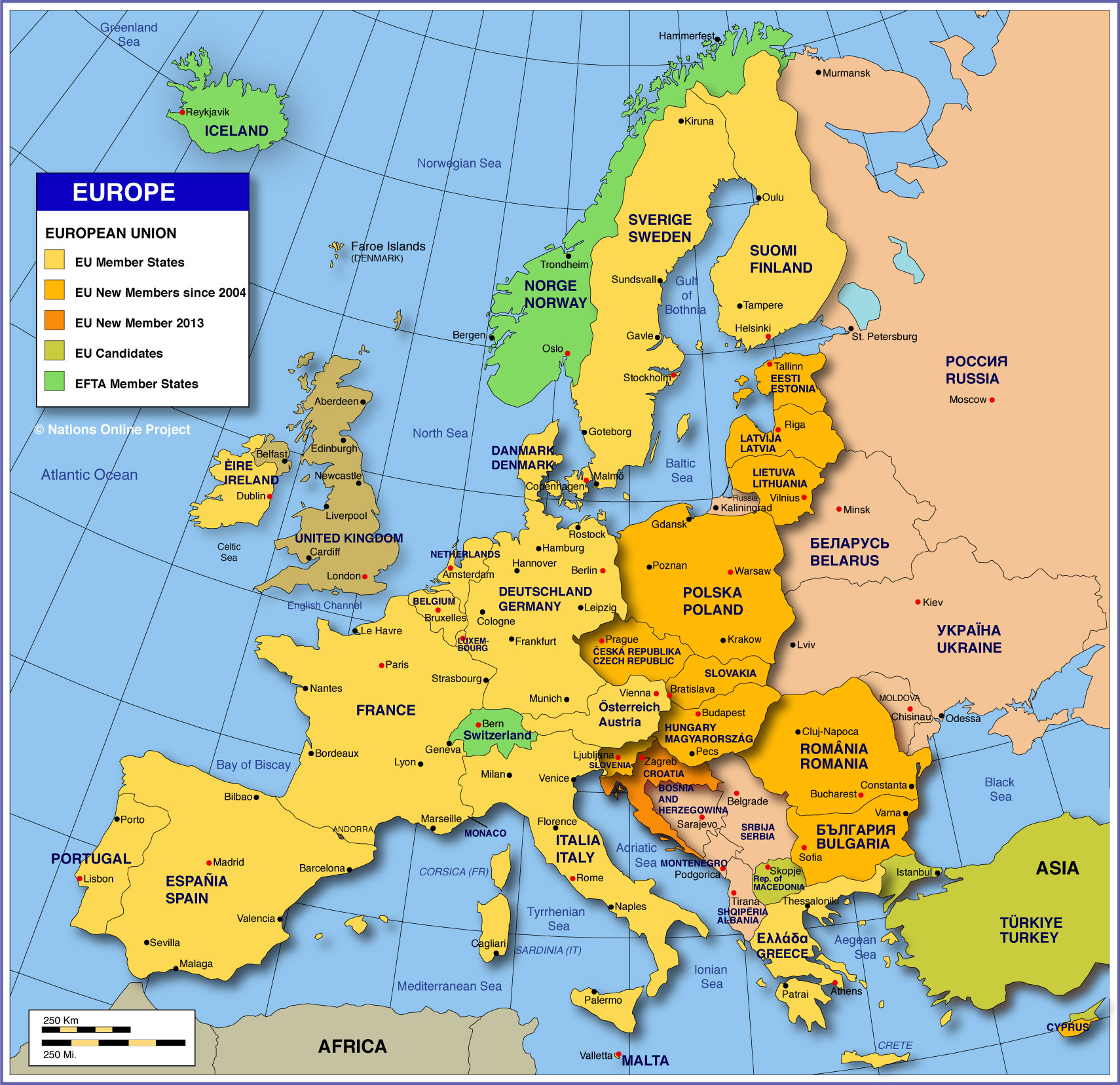 map of europe with capitals