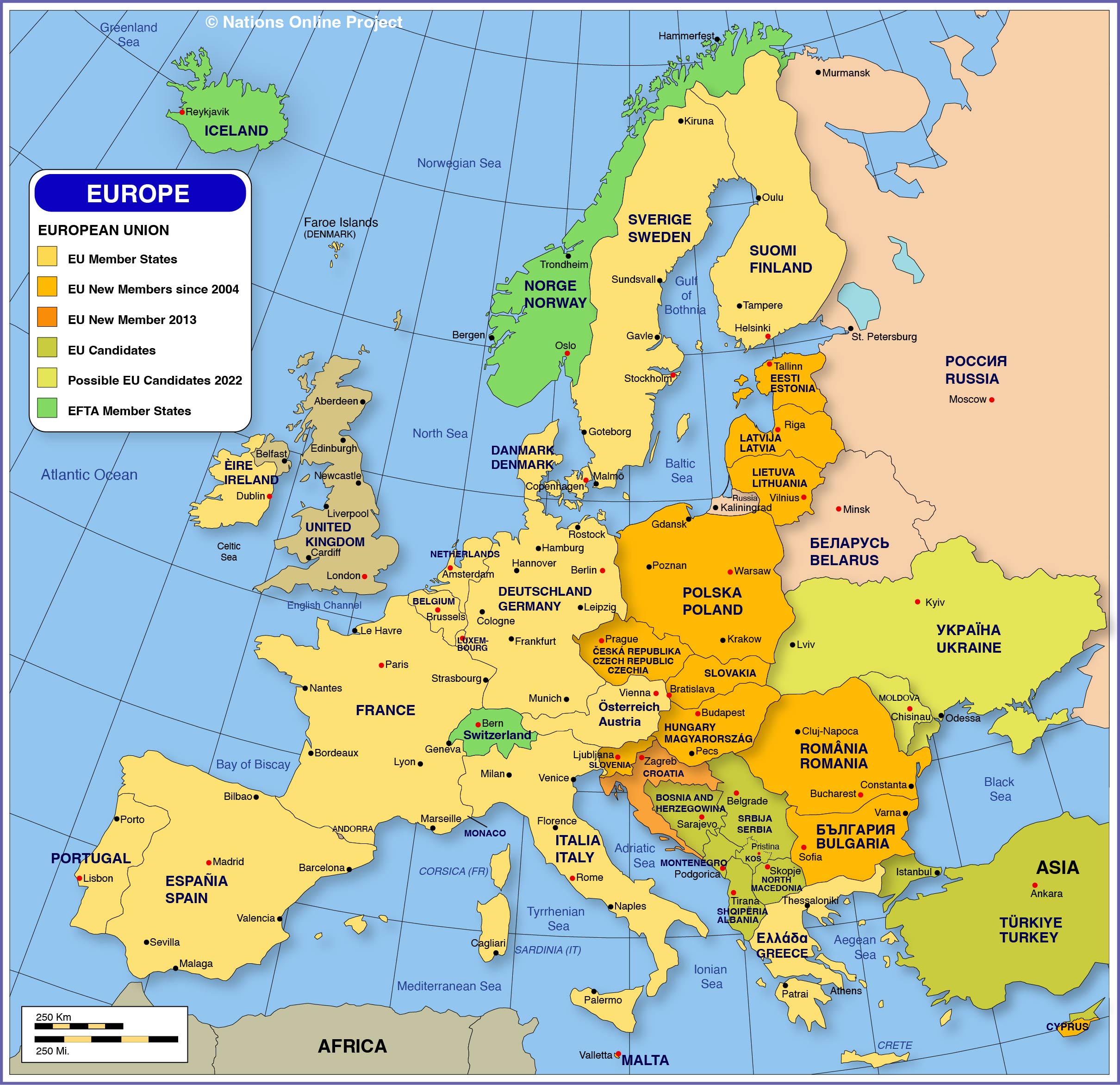 Political Map of Europe and the European Union