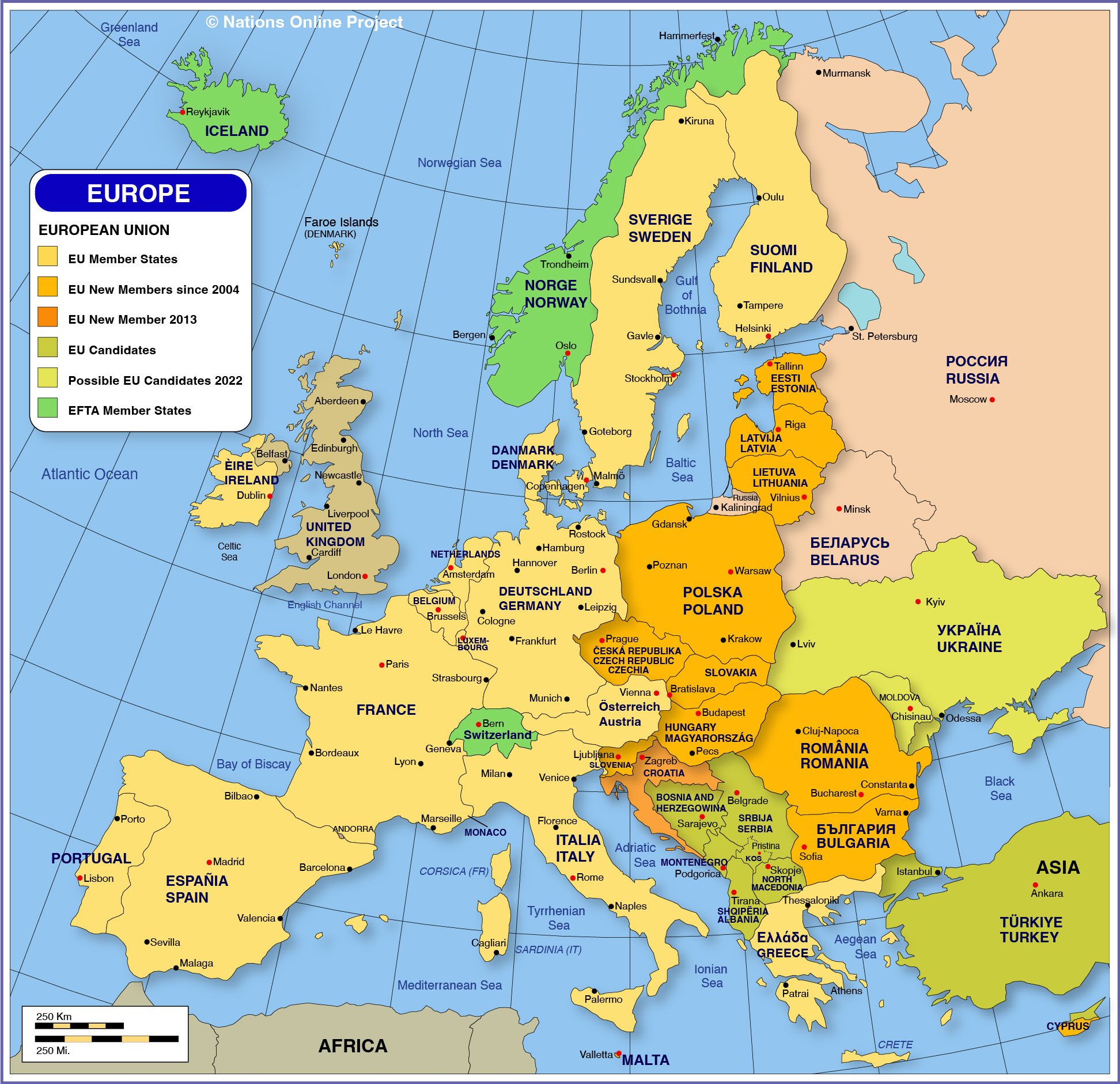 Political Map of Europe and the European Union
