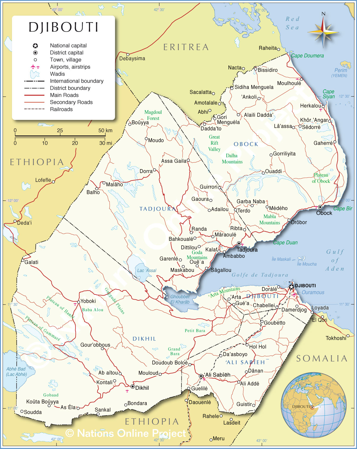 djibouti on a map Political Map Of Djibouti 1200 Pixel Nations Online Project djibouti on a map