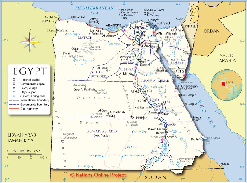 Administrative Map Of Egypt Nations Online Project