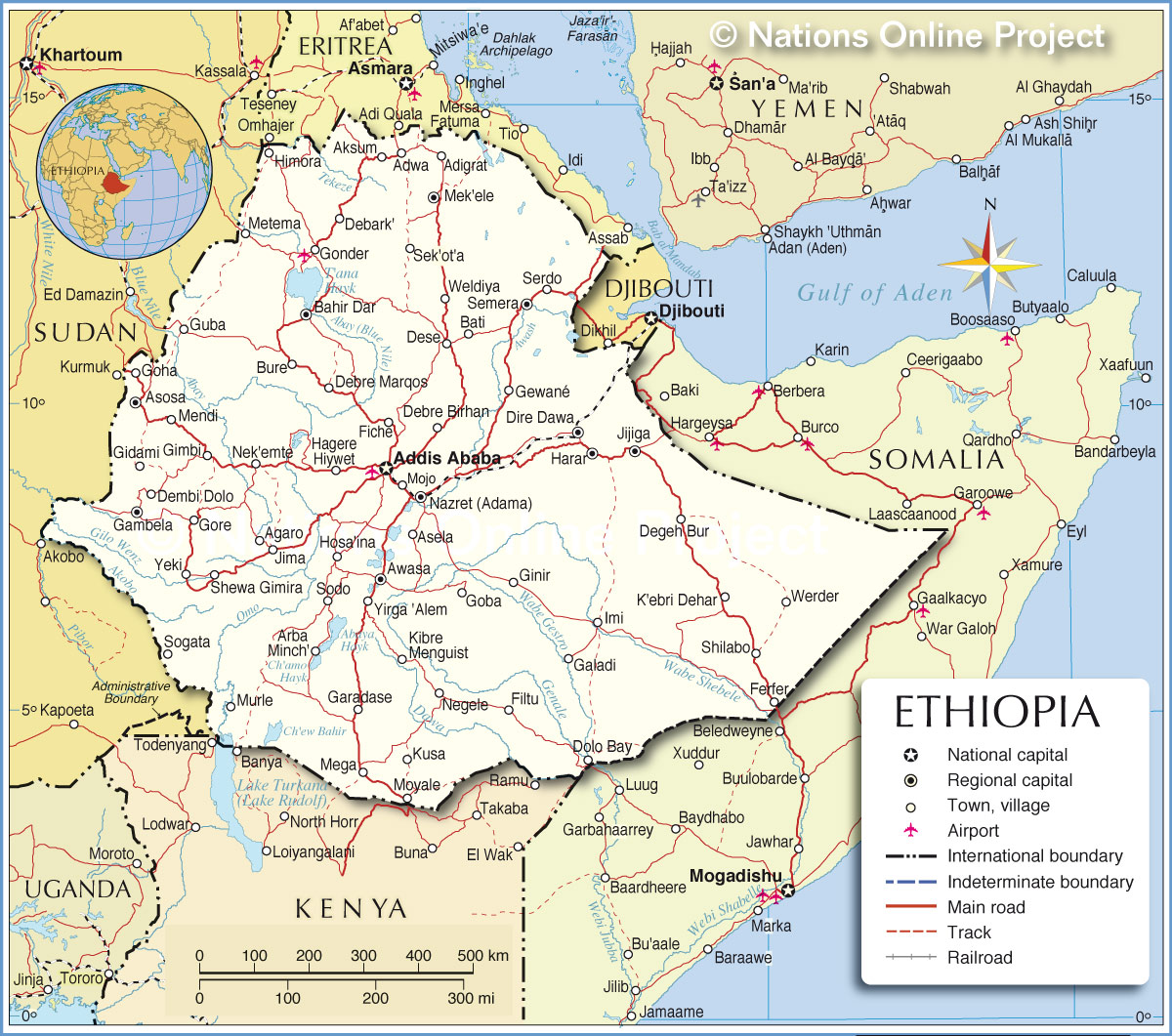 ethiopia on a map Political Map Of Ethiopia Nations Online Project ethiopia on a map