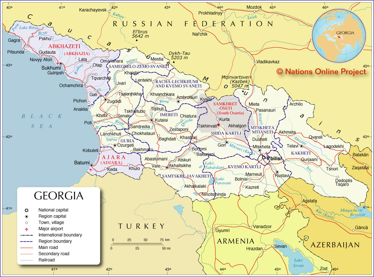 map of georgia in russia Political Map Of Georgia Nations Online Project map of georgia in russia