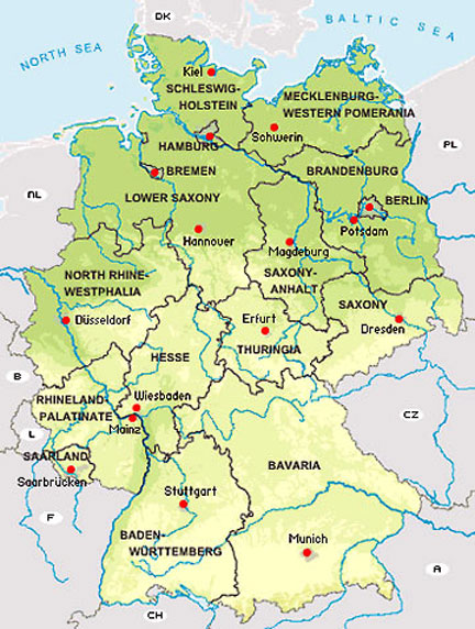 german states and capitals map