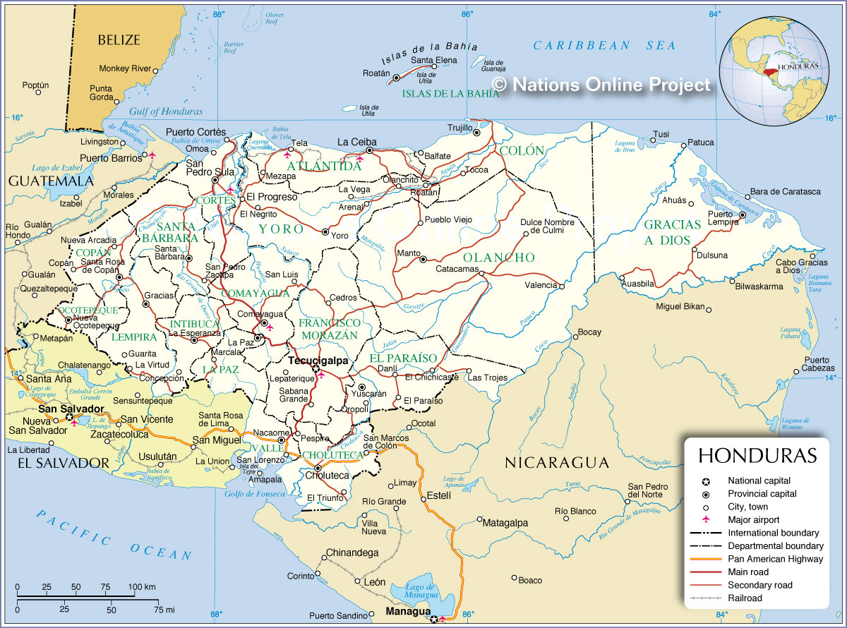 honduras on the map Administrative Map Of Honduras Nations Online Project honduras on the map