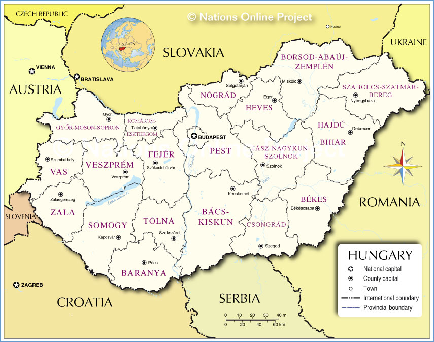 Administrative Map Of Hungary Nations Online Project