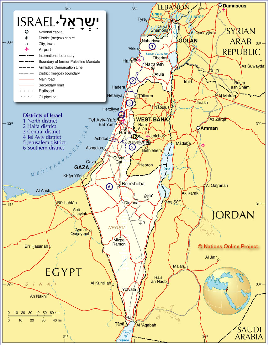 Political Map of Israel - Nations Online Project