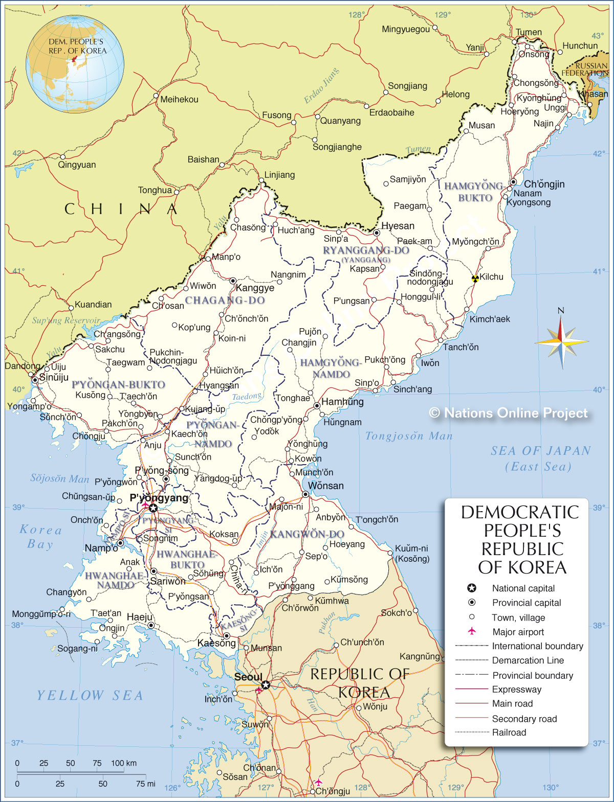 Administrative Map Of North Korea Nations Online Project