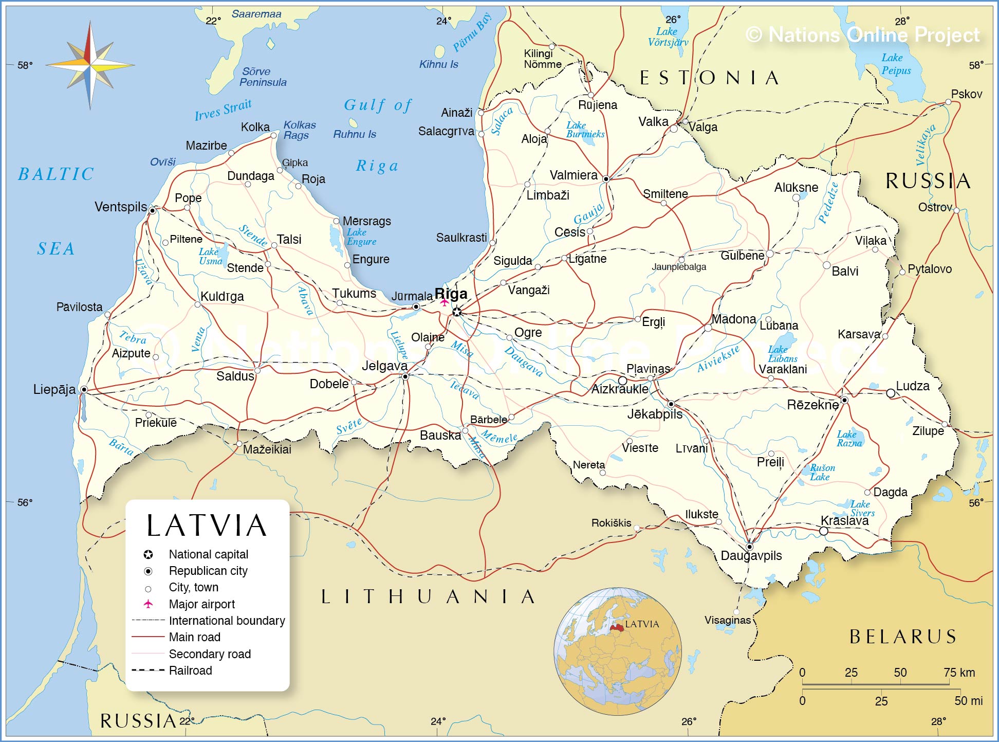 Political Map of Latvia - Nations Online Project