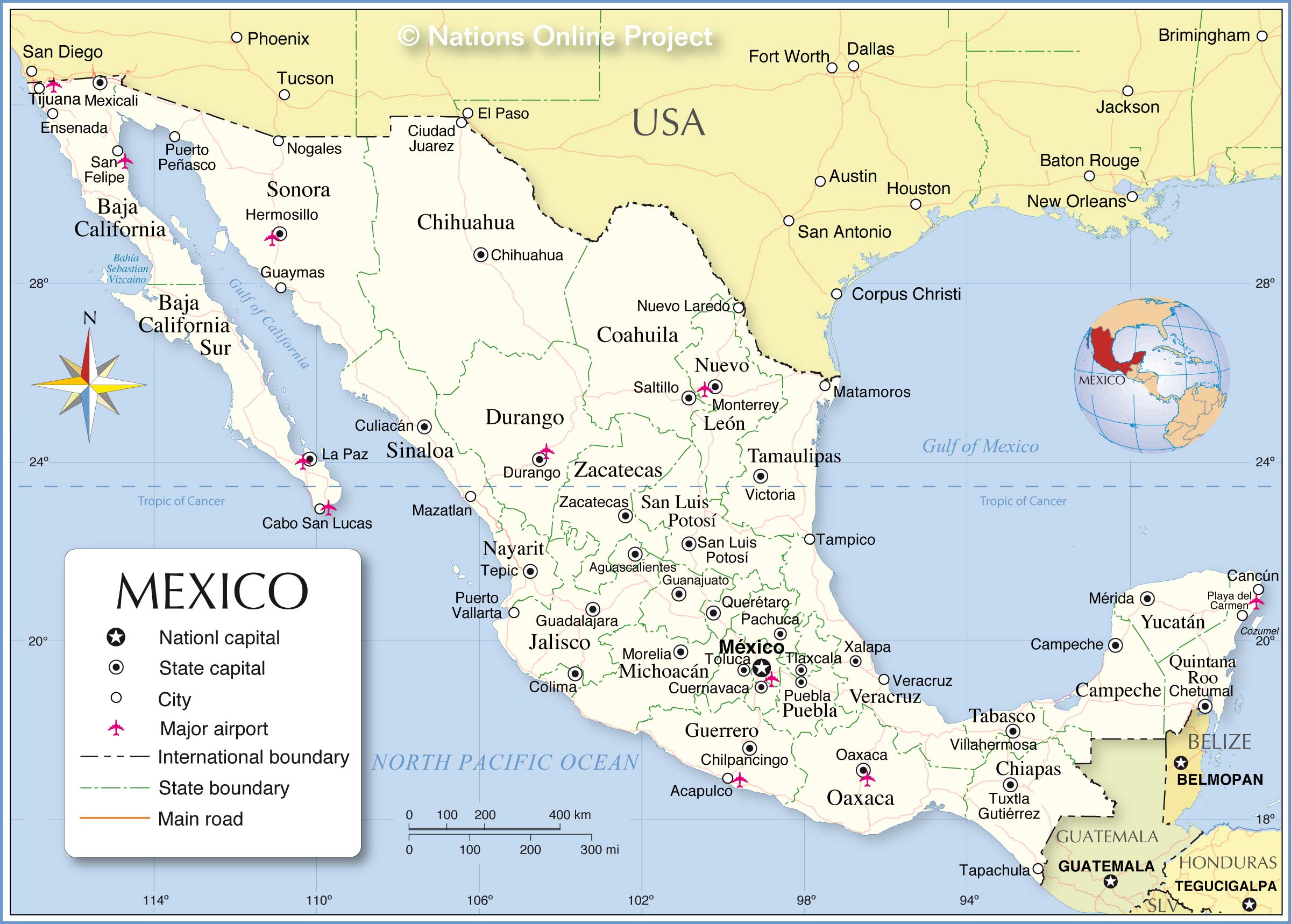 Map Of Mexico With Cities And States - Sada Wilona