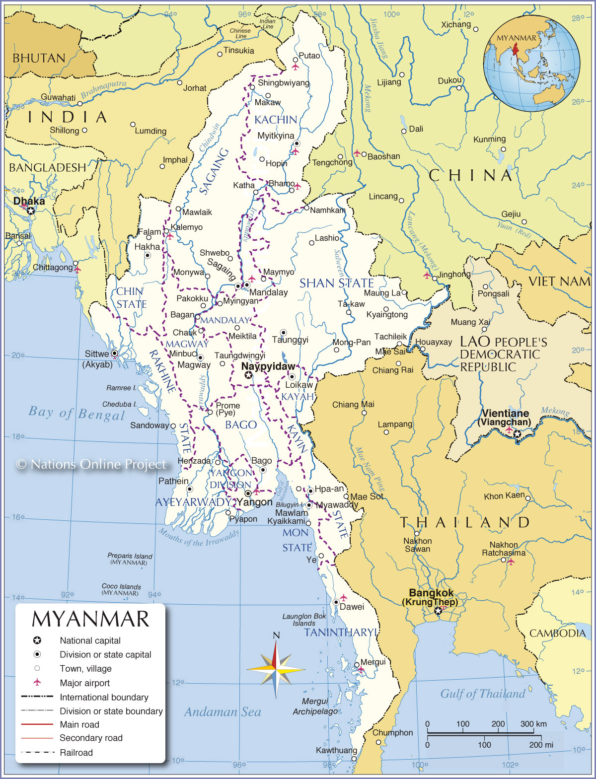 Myanmar Mapa Con Los Estados Mapa De Myanmar Y Los Estados Sur Este Images