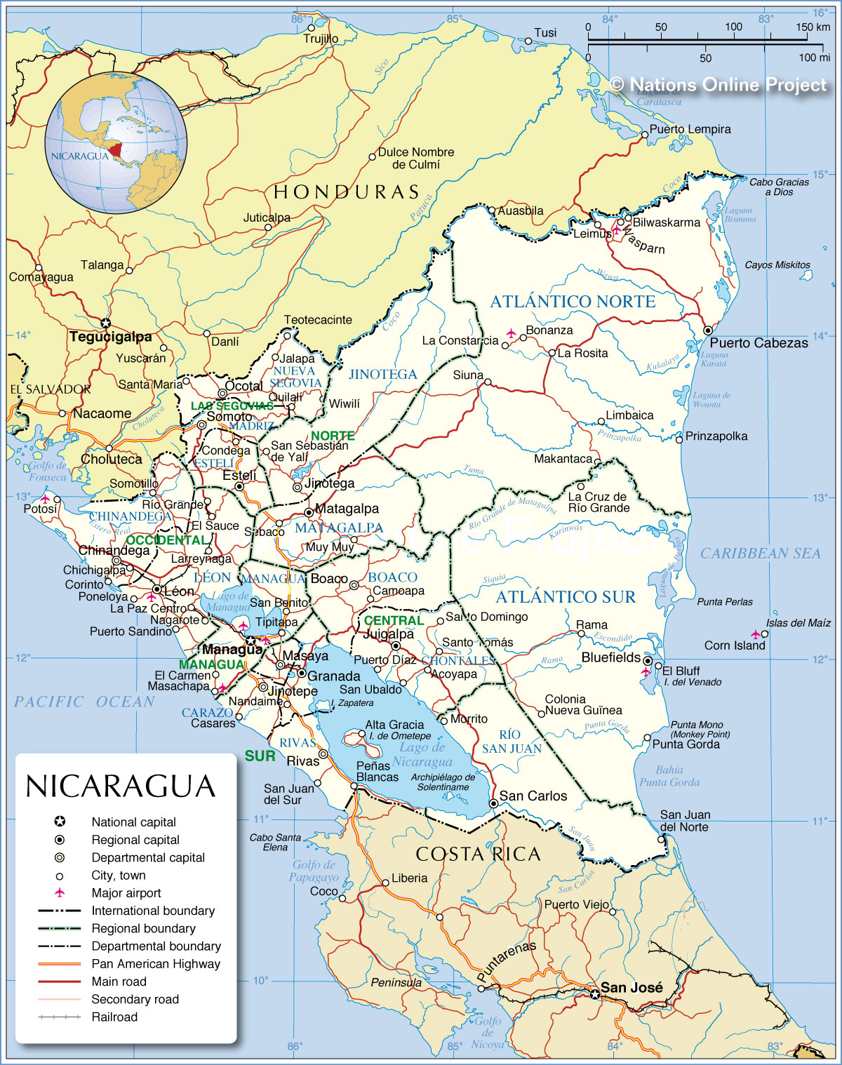 Administrative Map of Nicaragua