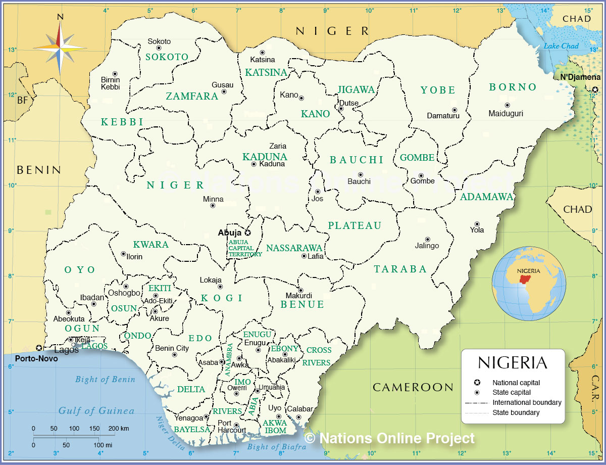 Mappa della Nigeria. Credits to: Nations Online Project.