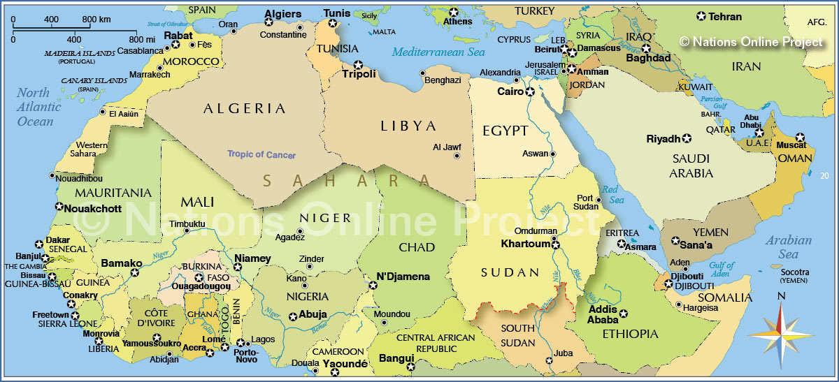 north africa and southwest asia political map Political Map Of Northern Africa And The Middle East Nations north africa and southwest asia political map