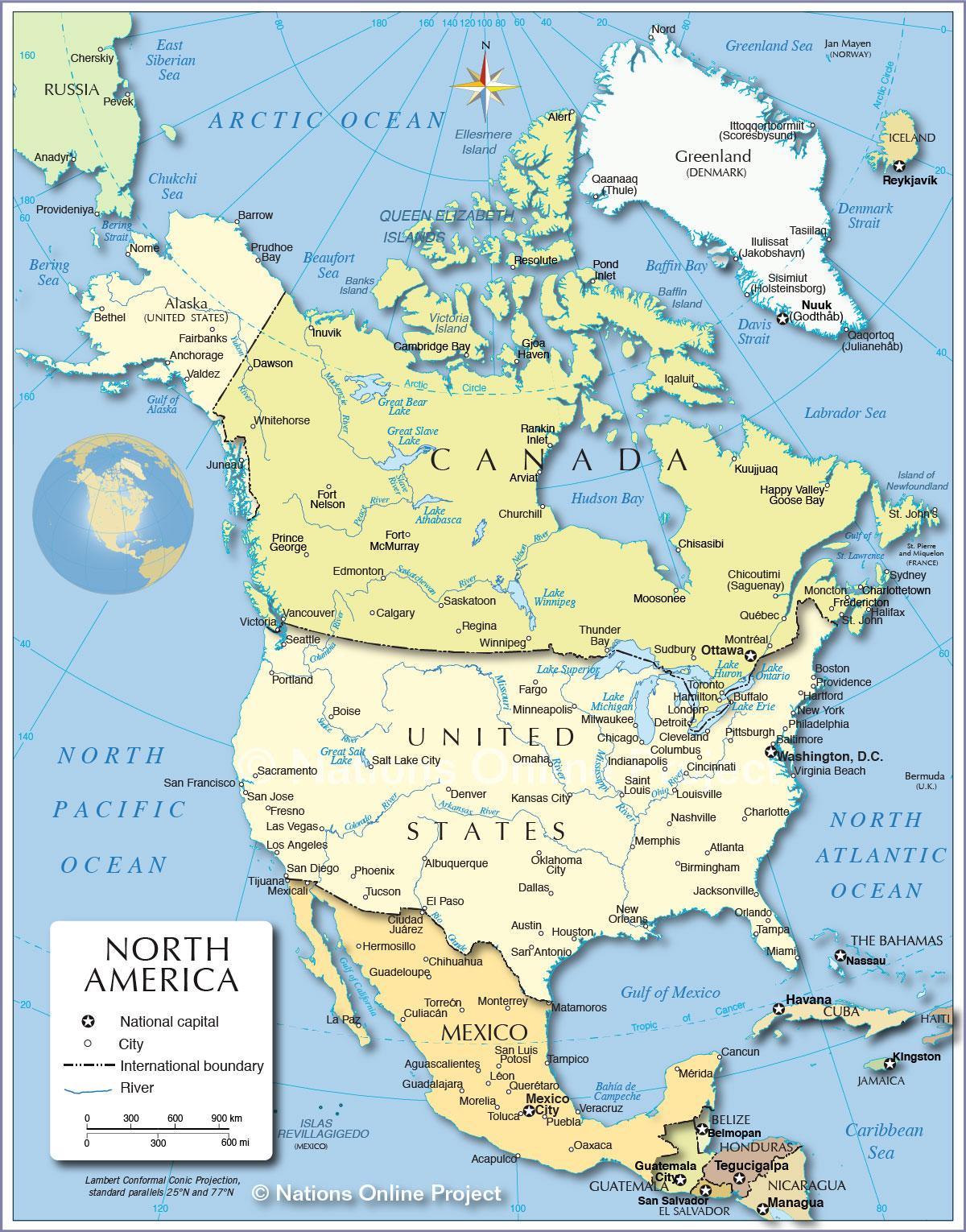 Countries And Capitals Of North America