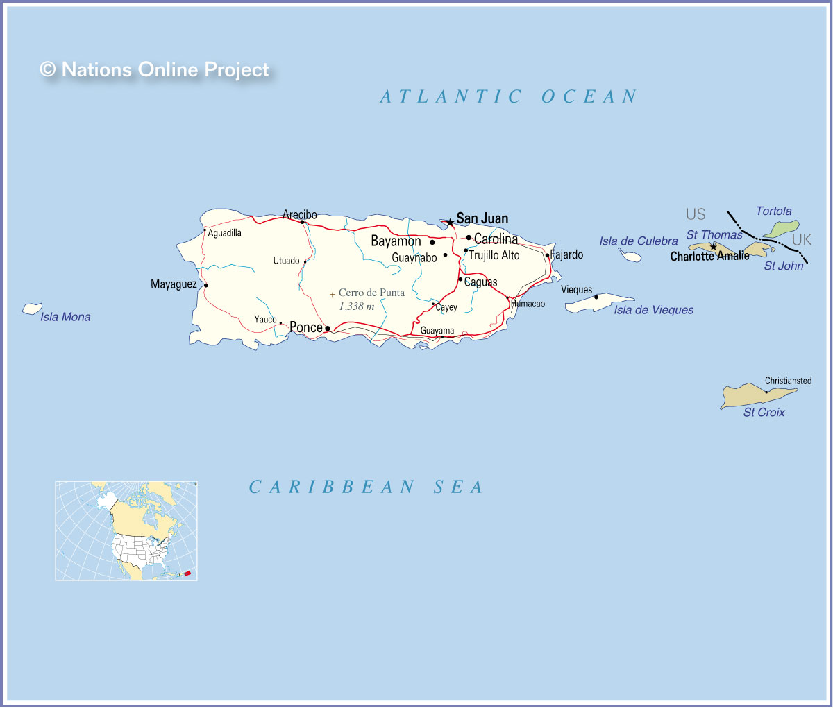 puerto rico island map Reference Maps Of Puerto Rico Nations Online Project puerto rico island map