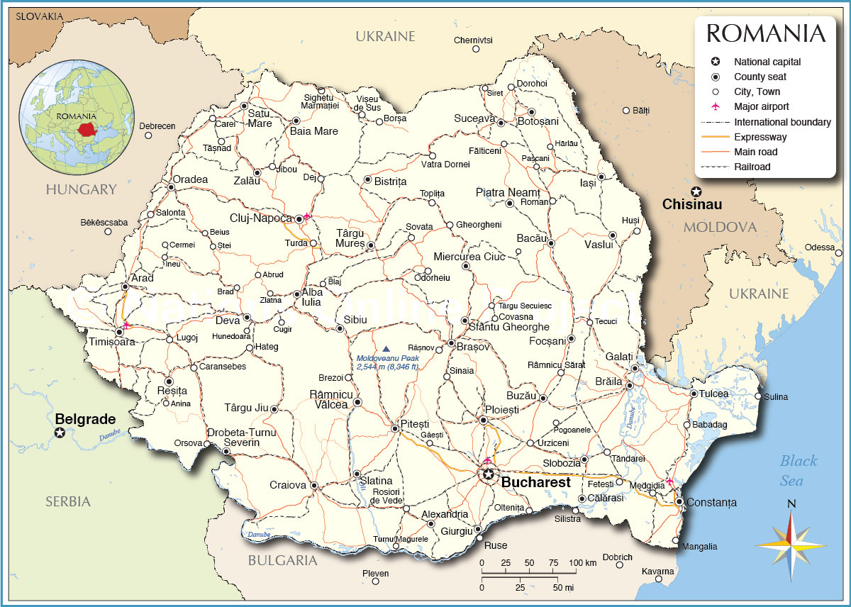 Political Map Of Romania Nations Online Project