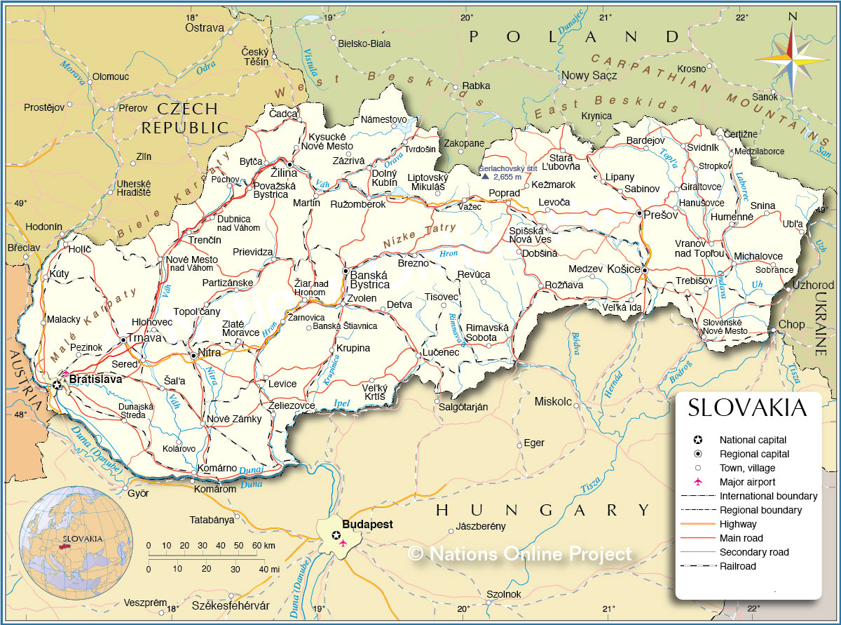 Political Map of Slovakia