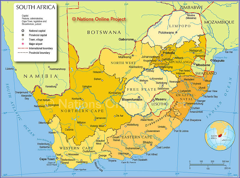 Political Map Of South Africa Political Map of South Africa Provinces   Nations Online Project