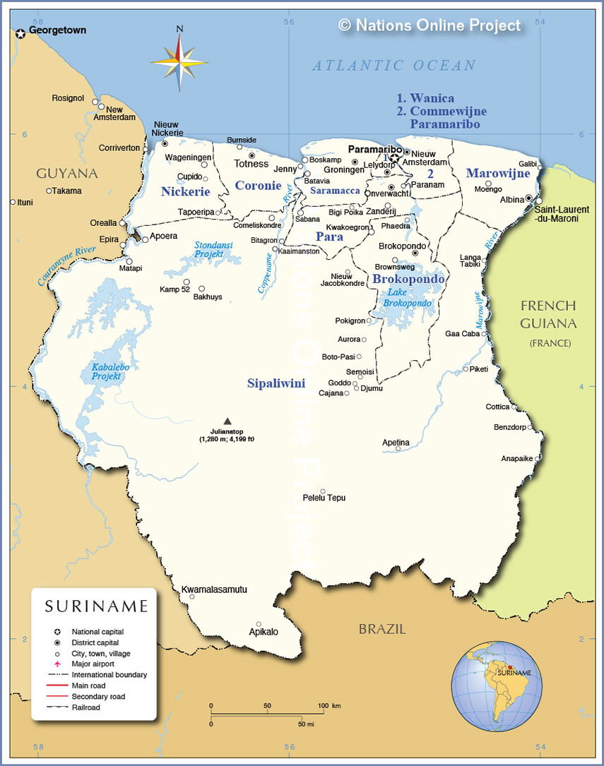 Administrative Map of Suriname - Nations Online Project Administrative Map of Suriname - Nations Online Project