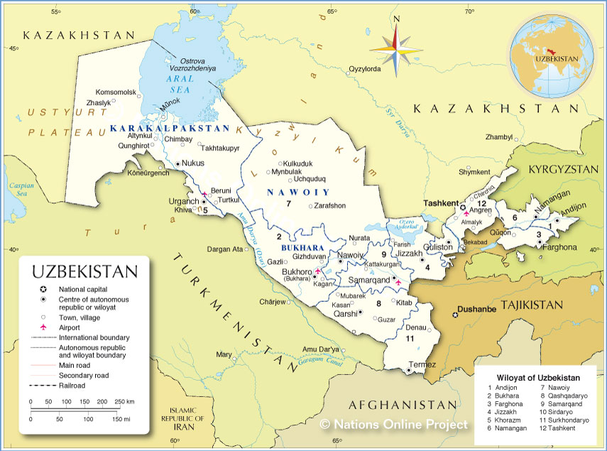 Administrative Map of Uzbekistan