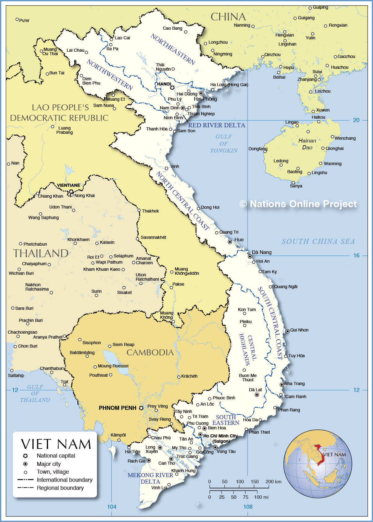 map of vietnam and surrounding countries Region Map Of Vietnam Nations Online Project map of vietnam and surrounding countries